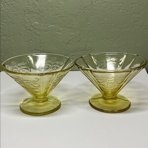 Vintage “Madrid” Amber Depression Glass Sherbet Dishes – Pair